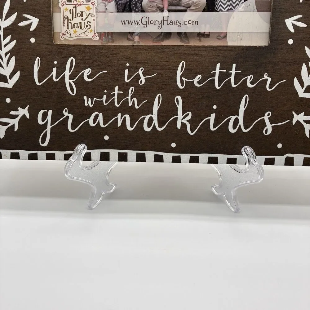 Glory Haus Wood Picture Frame With LIFE IS BETTER WITH GRANDKIDS. 10”x12”. Brown